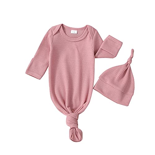 Twopumpkin Baby Girl Boy Coming Home Knotted Gown Unisex Newborn Infant Sleep Onesie Outfit Cute Baby Winter Pajamas