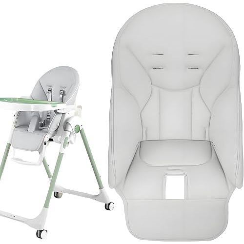 High Chair Cover Replacement Suitable for Peg Perego Siesta/Zero3, Baoneo, High Chair Seat Soft Cushion, Comfortable Cushion PU Leather, Light Gray
