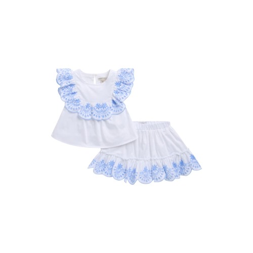 Eyelet Embroidery Top & Skirt Set, 12M