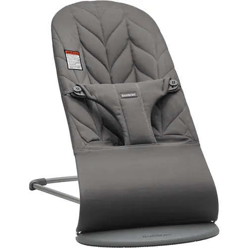 BabyBjörn Bouncer Bliss, Cotton, Petal Quilt, Anthracite 2-in-1 Adjustable Baby Bouncer Seat and Toddler Chair, Newborn to Toddler (8-29 lbs), 4 positions, Lightweight & Portable