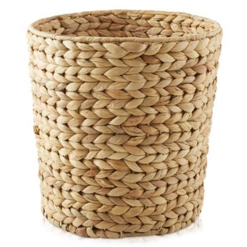Casafield Water Hyacinth Waste Basket - Natural, Woven Wicker Trash Can for the Bathroom, Bedroom, Laundry Room, Home Office