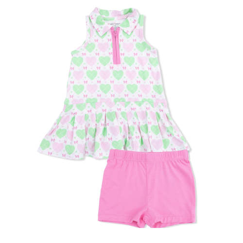 Polo Tennis Dress & Shorts Set, Heart Argyle