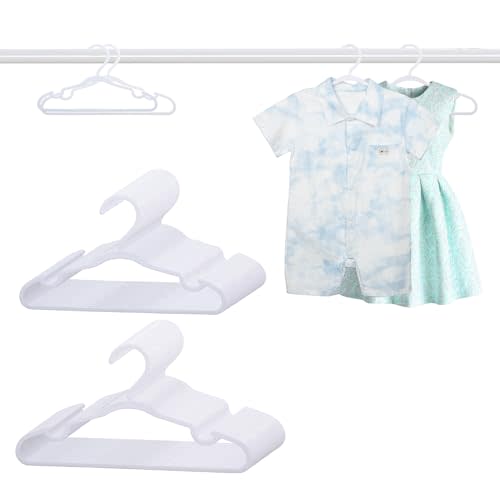 60 Pack White Baby Hangers 11.42 Inch & 12.91 Inch Each 30 Pack - Kids Non-Slip Clothes Hangers for Infant & Child, Durable Plastic Children's Hangers for Closet, Pants, Coats, Skirts