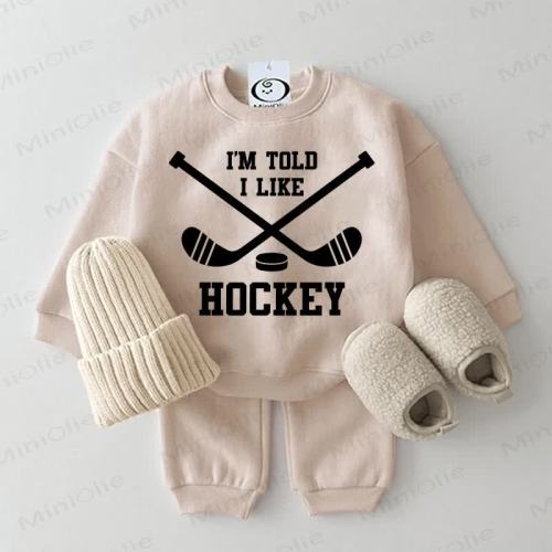 IM TOLD I LIKE HOCKEY Baby Sweatsuit 2-piece Set