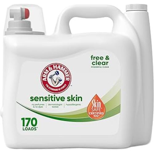 ARM & HAMMER Sensitive Skin Free Clear, 170 Loads Liquid Laundry Detergent, 170 Fl oz