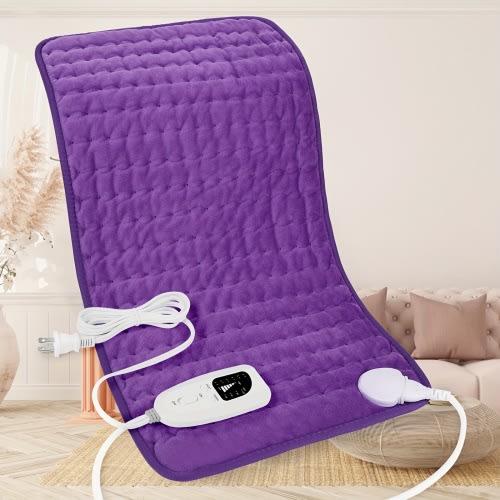 Extra Large Electric Heating Pad - 24"x12" Portable 6-Level Quick Heating to 140°F, Auto Shut-Off in 2 Hours, Machine Washable for Leg, Shoulder, Knee, Neck - Ideal Gift for Parents, Heating Pad for Back, Versatile Heating Device, Ergonomic Design, Textur