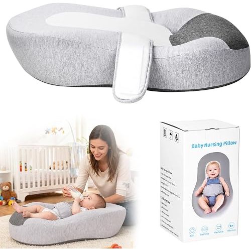 Reflux Pillow for Baby, Baby Feeding Support Wedge Pillow for Reducing Spit-Up, 2 Machine-Washable Pillowcases for Bottle Feeding