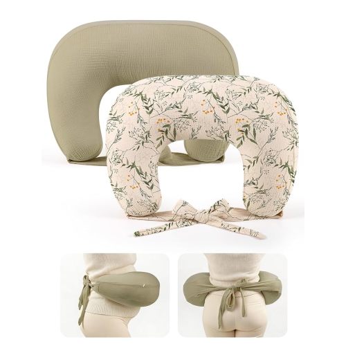 lulumoon Muslin Nursing Pillow Covers - 2-Pack Soft Cotton Slipcovers for Breastfeeding & Bottle-Feeding - Extension Strap for Snug Fit & No Sliding - Hidden Zipper Safety for Newborn Baby