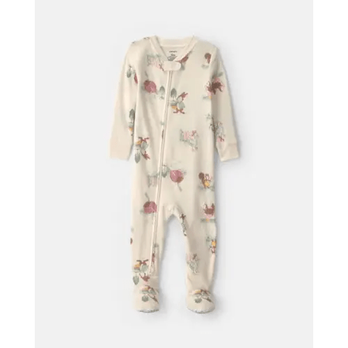 Baby Girl 1-Piece Country Farm 2-Way Zip 100% Cotton Snug Fit Footed Pajama - Cream | Carter's