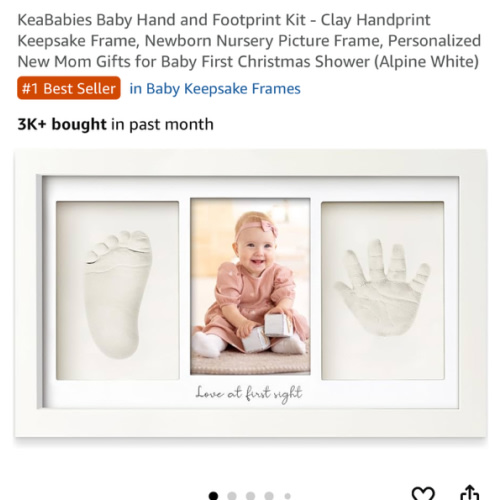 KeaBabies Baby Hand and Footprint Kit - Clay Handprint Keepsake Frame, Newborn Nursery Picture Frame, Personalized New Mom Gifts for Baby First Christmas Shower (Alpine White)