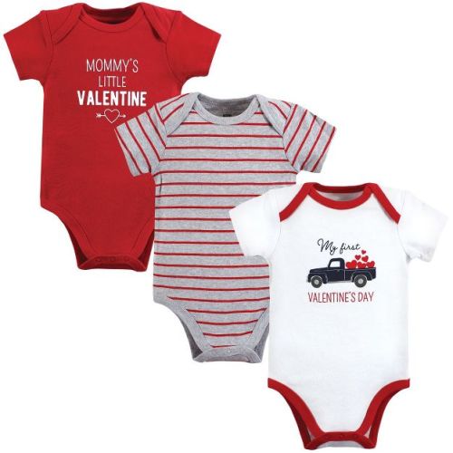 Hudson Baby Infant Boy Cotton Bodysuits, Valentine Truck, 9-12 Months