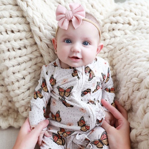 Butterfly Kisses Ruffle Zipper Footie