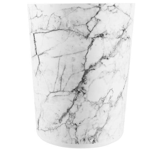 Mainstays Bathroom Trash Can, 5 Gallon Marble Plastic Garbage Bucket Bin with No Lid, White