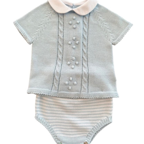 Mi Lucero Braided Short Sleeve Sweater Diaper Set