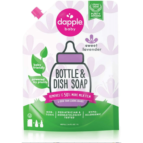 Dapple Baby Bottle and Dish Soap Refill Pack, Sweet Lavender Liquid Soap, 34 fl oz