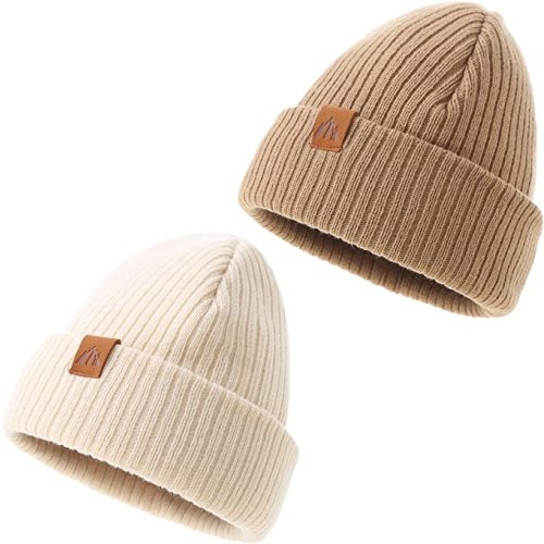 LMLALML Beanie for Toddler Boys Elegant Baby Beanie Knit Winter Hat for Kids - 0-24 Months - Off Withe Khaki