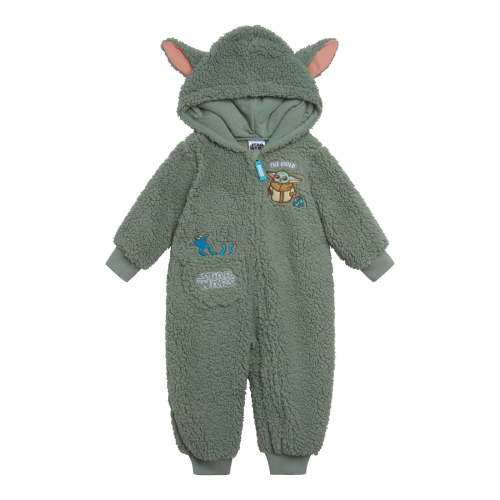 Star Wars The Mandalorian Grogu Cozy Sherpa Zip Up Cosplay Coverall Newborn to Infant