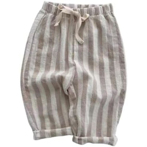 Toddler Cotton Linen Pants Striped Casual Harem Trousers Baby Boys Girls Soft Summer Baggy Cropped Shorts Cute