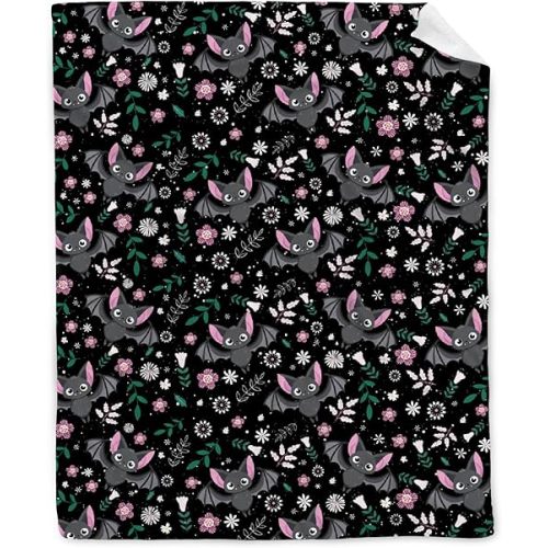 Halloween Bats Floral Custom Baby Blanket Gifts for Newborn, Super Soft Halloween Bats Floral Toddler Blanket for Boys Girls Swaddle Infant Nursery -40x30In Lap/Pet/Crib