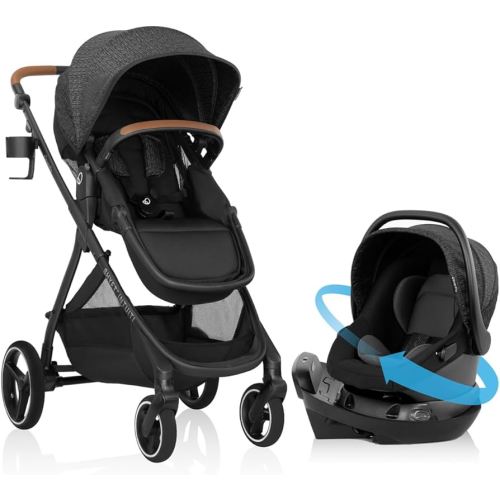 Evenflo Shyft Intuiti Travel System with Revolve180 LiteMax™ NXT Rotating Rear-Facing Lightweight Preemie and Infant Car Seat 3-30 lbs. (Black Shale)