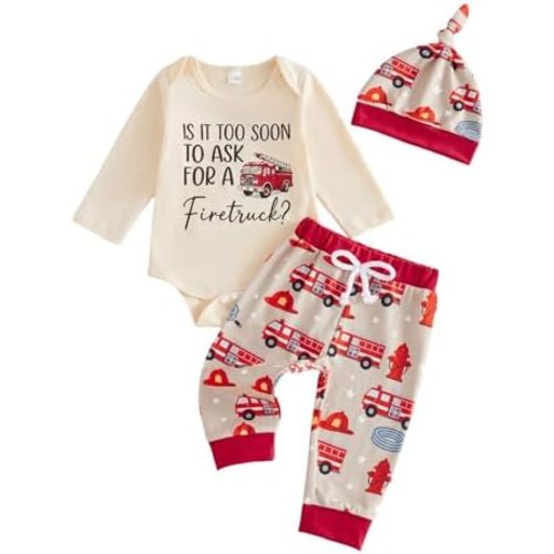 Newborn Baby Boy 3Pcs Outfit Letter Print Long Sleeve Romper Pants Hat Cute Infant Coming Home Fall Clothes Set