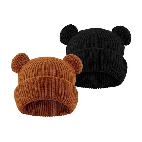 Toddler Boy Winter Hat Baby Knit Beanie Girl Warm Hats Kid Bear Ear Beanies for Cold Weather