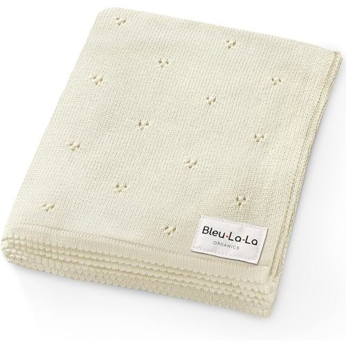Organic Unisex Pointelle Receiving Swaddle Blanket for Boys & Girls - 100% Luxury Organic Soft Cotton Knit Warm Cuddle Stroller Blanket for Newborns, Infants, & Toddlers (Butter Cream)