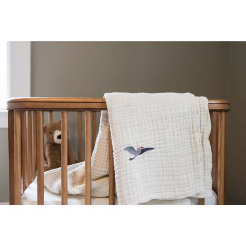 All-Season, Organic Muslin Stork Blanket in Natural