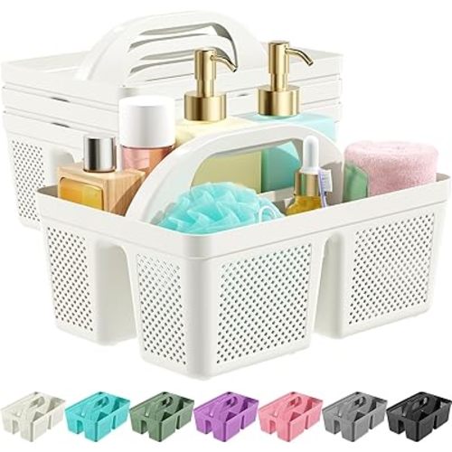 4 Pack Portable Shower Caddy, Integrated Handle, Reinforced Plastic, Organizer Storage Bathroom Supplies and Beauty Products, Cleaning Supplies, Shower Basket for Home, Dorm, Shelf and Cabinet