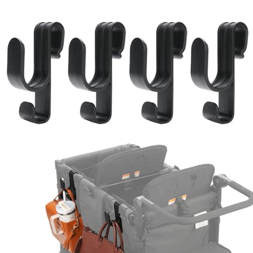 Stroller Hooks for Wonderfold Wagon W2 & W4, Double-Layer Multipurpose Side Hook for Balance Bikes & Bags, Space-Saving Wonderfold Wagon Accessories, 88lbs Load Capacity (4PCS)