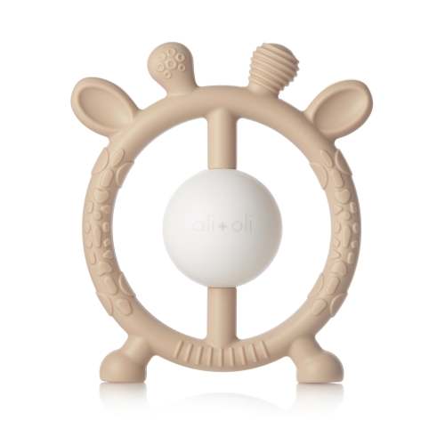 Ali+Oli Giraffe Teether and Rattle (Taupe)