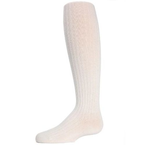 Memoi Infant Classic Ribbed Cotton Blend Opaque Tights Winter White 0-6 Months