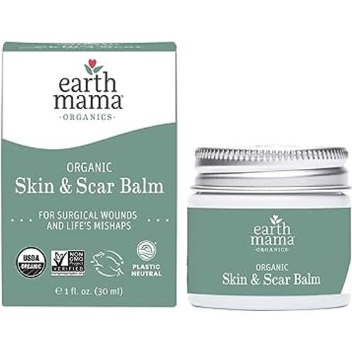 Earth Mama Organic Skin & Scar Balm |C-Section Recovery Skin Care, Pregnancy Stretch Mark Scar Cream with Organic Jojoba Oil, Tamanu Oil & Gotu Kola