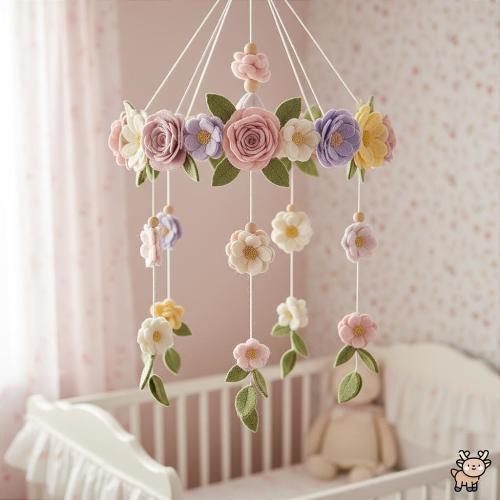 Bloom Flower Baby Mobile, Botanical Flowers Crib Mobile, Pink Floral Nursery Decor