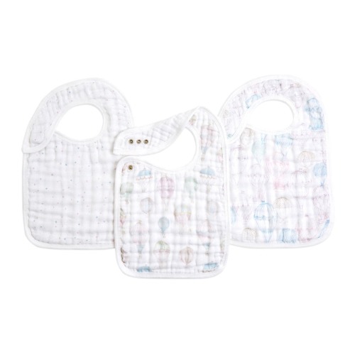 organic cotton snap bibs 3 pack above the clouds | aden + anais