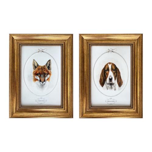 The Fox and The Hound Framed Prints, Vintage Fox Hunt Portraits