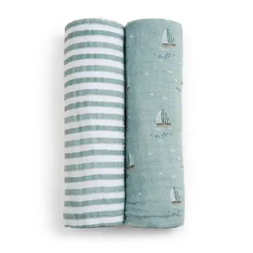 aden + anais Organic Cotton Muslin Swaddles in Sailing Seas 2 Pack