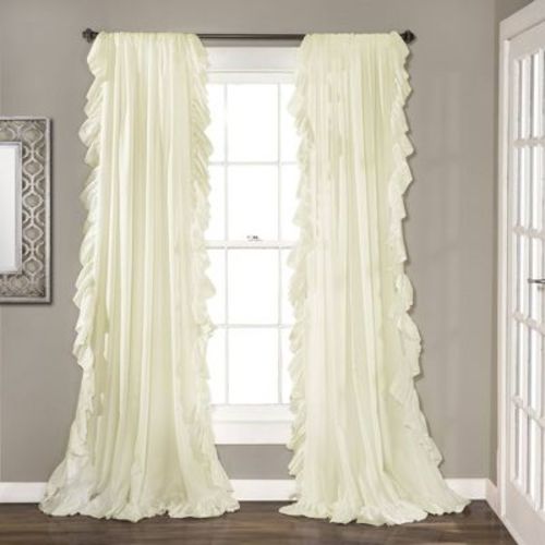 Set of 2 (84"x54") Reyna Rod Pocket Light Filtering Window Panel Ivory - Lush Décor: Kids' Curtains, Microfiber, Indoor Use
