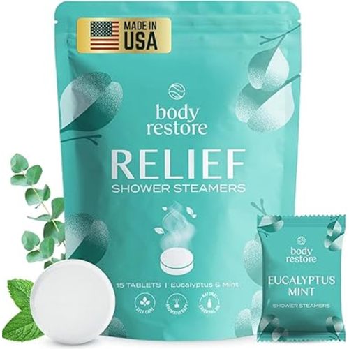 Body Restore Shower Steamers Aromatherapy 15 Pack – Birthday Gifts for Women, Men, Easter Basket Stuffers, Stress Relief, Relaxation, Self Care – Eucalyptus