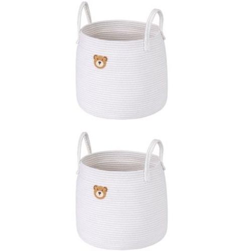 REGALWOVEN 2 Pcs Woven Storage Basket, Shelf Closet Storage Bin for Clothes, Shoes, with Widened Handles for Home Beige 13.8*13.8*11.8in
