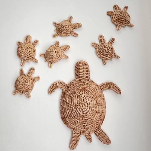Mama Turtle and Her Six Babies – Handwoven Decorative Set | Eco-Friendly  Weaving Art