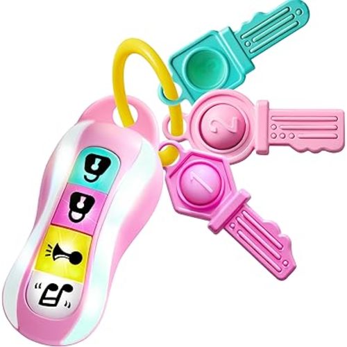 JOYIN Baby Car Keys Teether - Toddlers Sensory Learning Toy w/Music & Lights - Musical Toys for Travel - Birthday Gifts for Baby Age 10+ Months