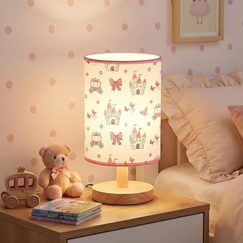 Glooglitter Pink Bow Table Lamp 3 Colors Dimmable Lights Princess Room Bedroom Decor 11.02 x 5.12 Inch Pink Castle Bow Night Light Bedside Bedroom Lamps Decoration for Desk Birthday Gifts