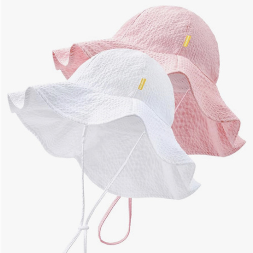 HONGTEYA Baby Sun Hat Toddler Girl Beach Hat Sun Protection Adjustable Outdoor Summer Wide Brim Bucket Hat for Infant Kids