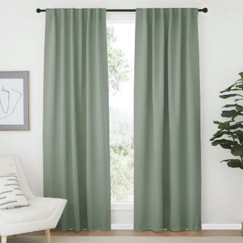 NICETOWN 52"x84" Blackout Window Curtains 2 Panels Grayish Green Thermal Drapes with Rod Pocket and Back Tab for Living Room Bedroom Camper