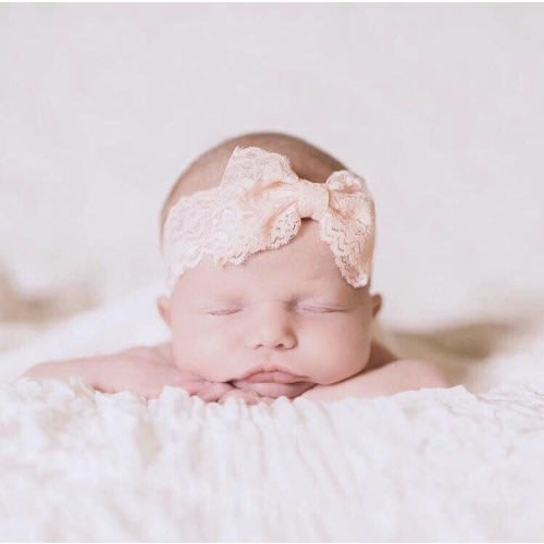Soft Lace Bow Headband for Newborns, Photo Prop Hair Accessory