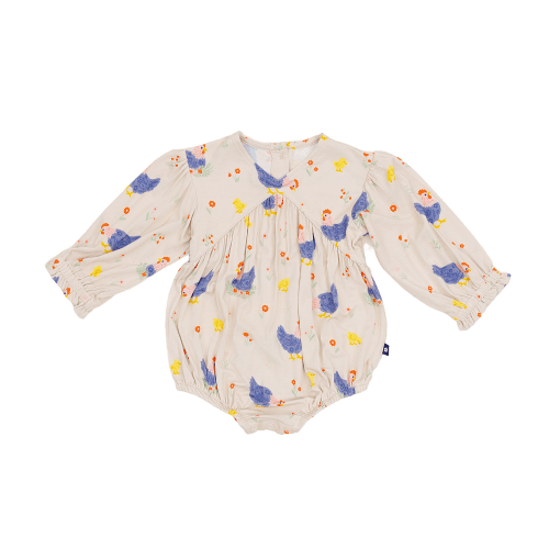 Larkspur Baby | Bubble Romper in Chick and Cluck
