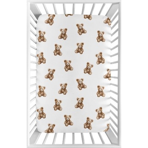 Sweet Jojo Designs Boy, Girl, Unisex/Gender Neutral Baby Fitted Mini Crib Sheet Boho Teddy Bear Brown and Taupe