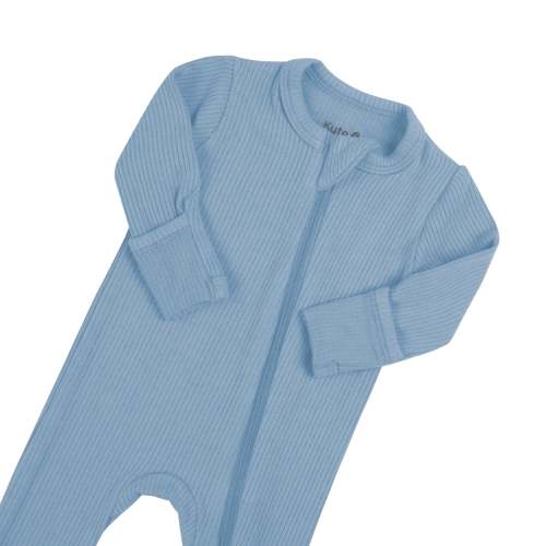 Ribbed Zipper Footie in Slate | Footie Pajamas | Kyte Baby