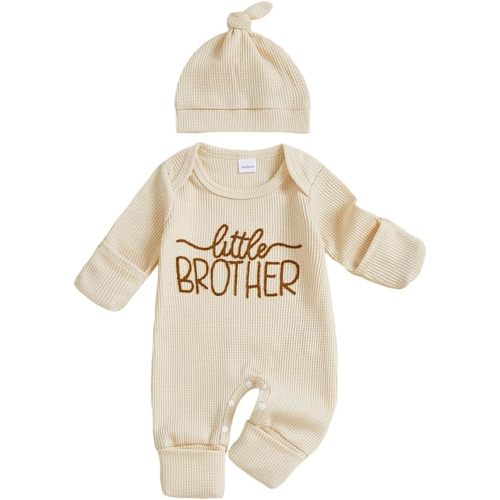 allshope Newborn Baby Boy Fall Outfit Romper Lil Bro Little Brother Long Sleeve Onesie Jumpsuit Bodysuit Infant Clothes
